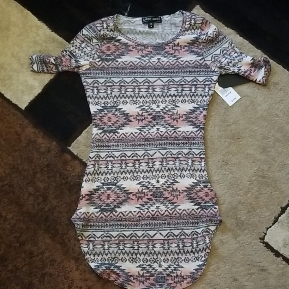 Almost famous Aztec t shirt dress